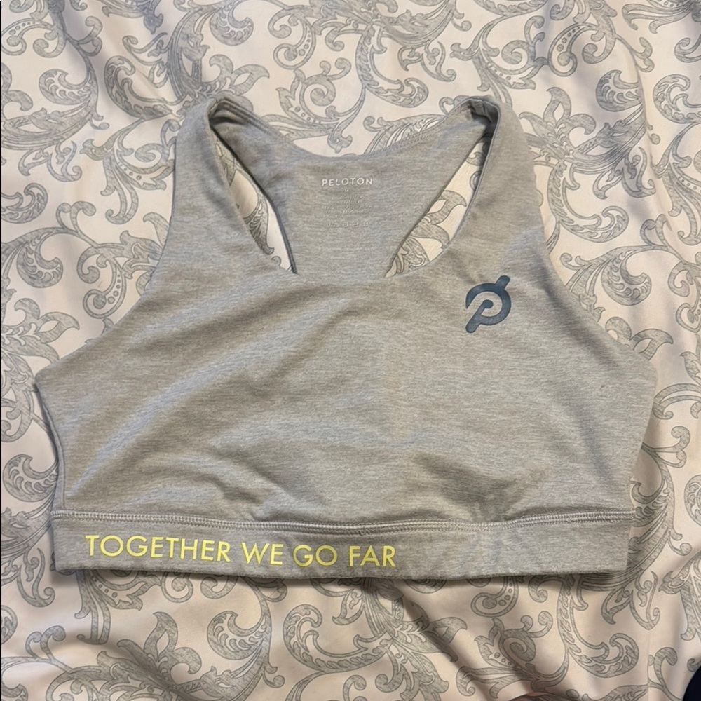 Peloton Gray Racerback Sports Bra for Active Comfort